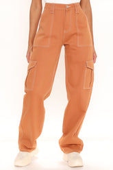 Give Me A Break Cargo Carpenter Jeans - Rust Ins Street